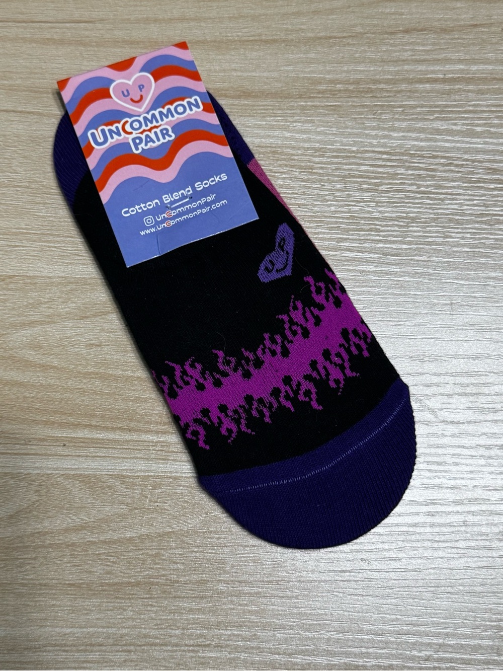 Uncommon Black & Purple Flame No-Show Cotton-Blend Socks